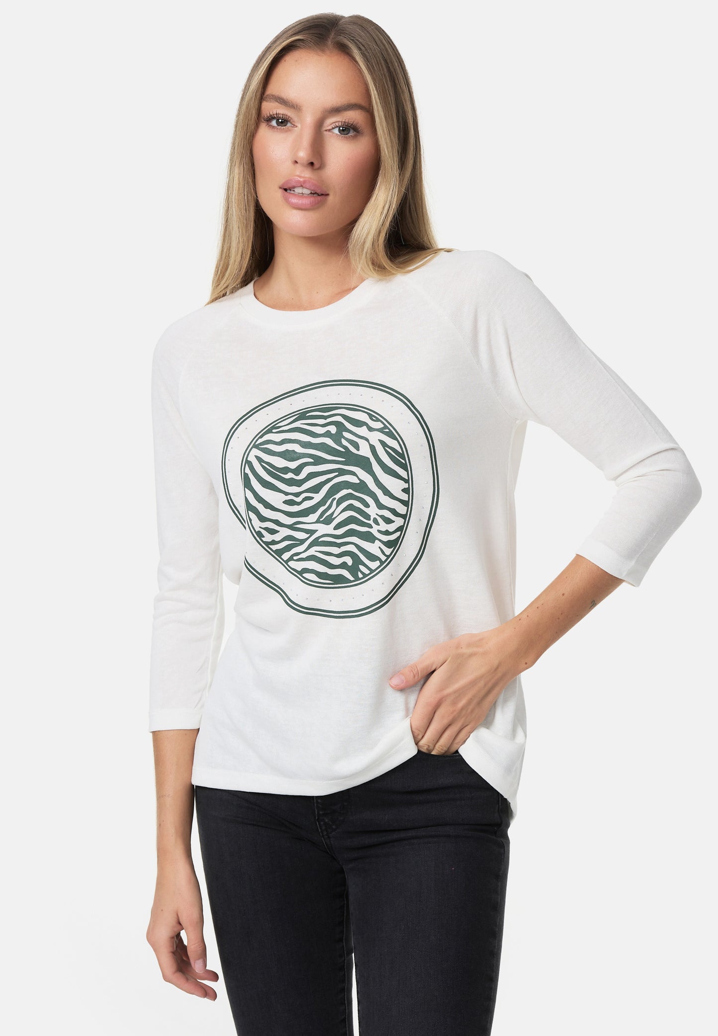 Decay Longsleeve mit Kreis-Muster und Rundhals