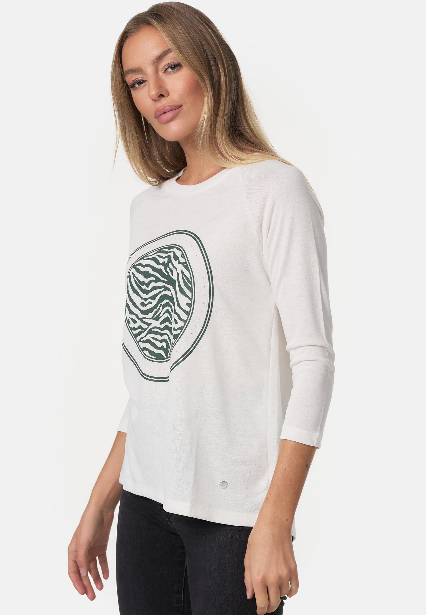 Decay Longsleeve mit Kreis-Muster und Rundhals