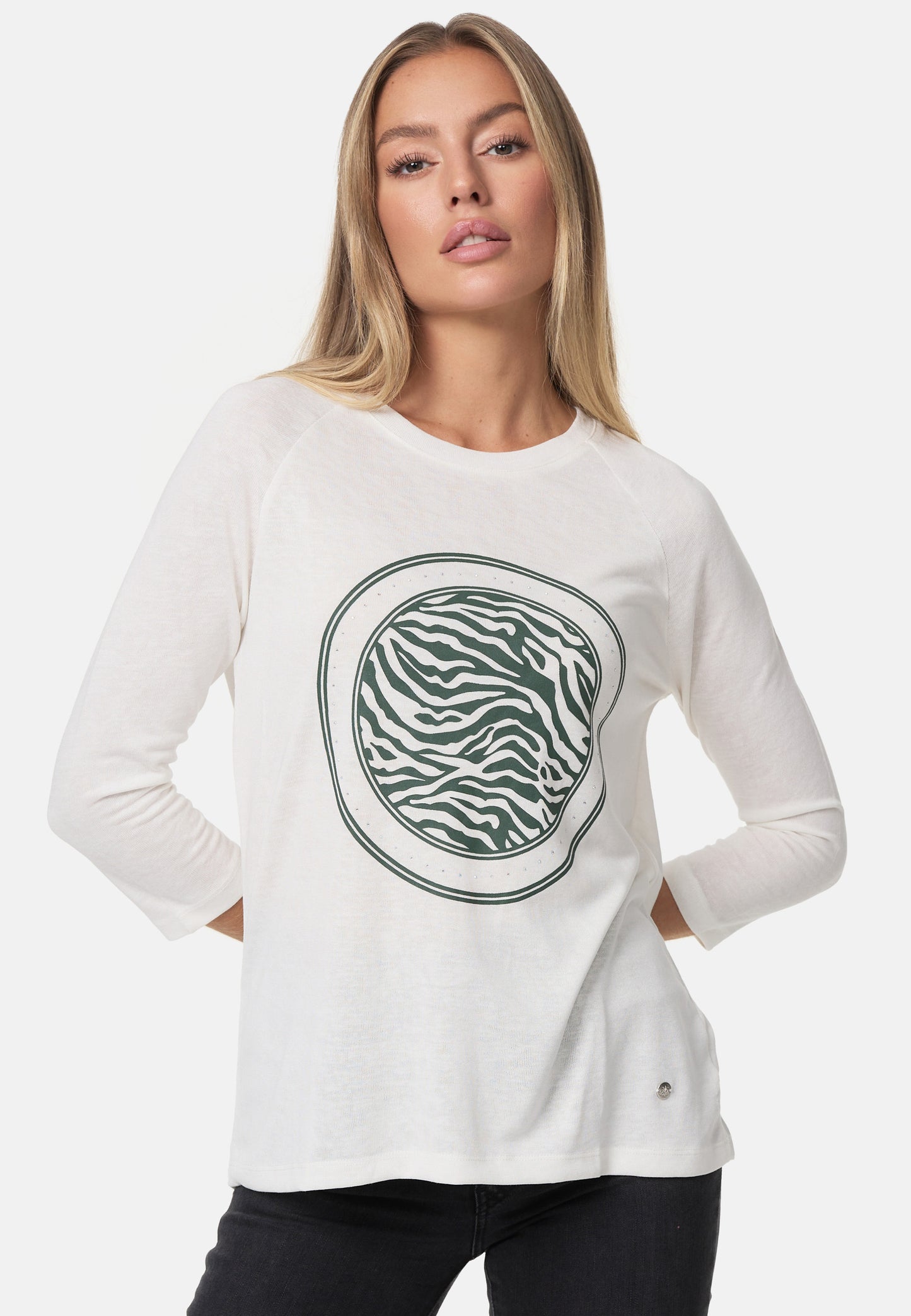 Decay Longsleeve mit Kreis-Muster und Rundhals