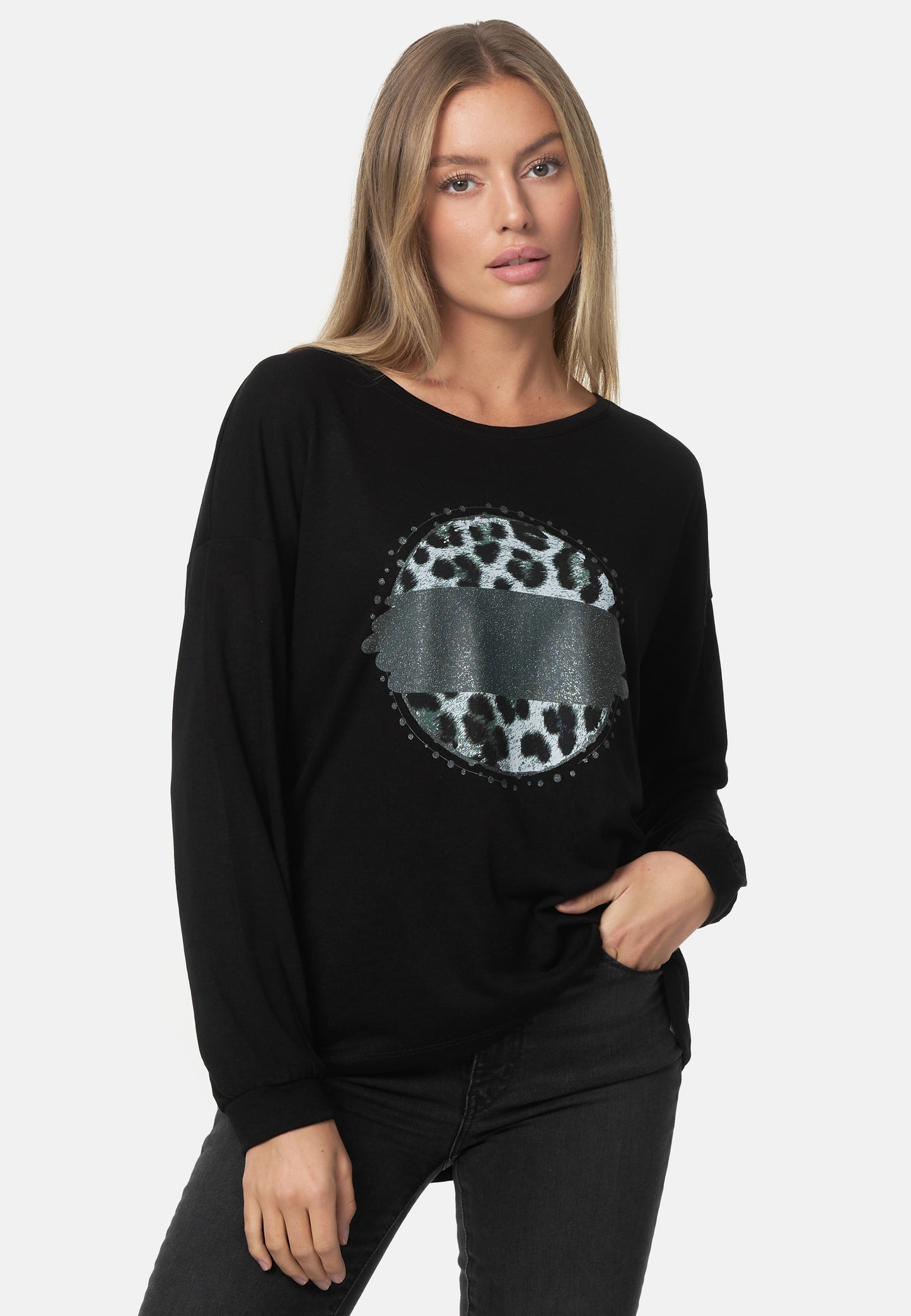 Decay Longsleeve mit Leo-Schonen-Muster im Kreis