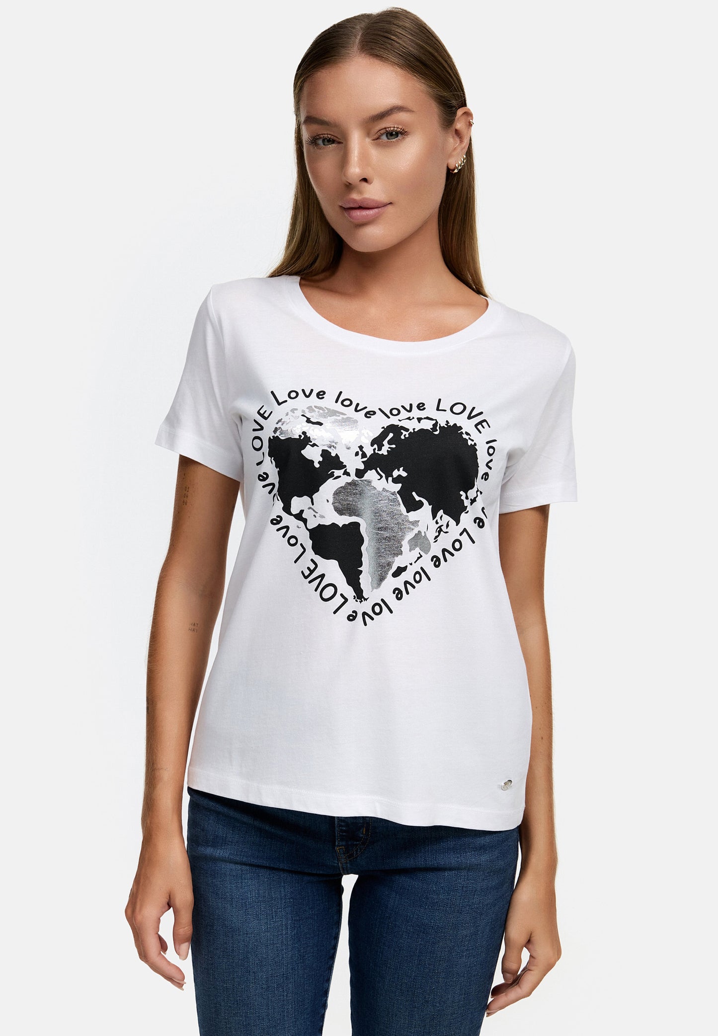 Decay T-Shirt – Love Schriftzug mit Herz und Weltkarte
