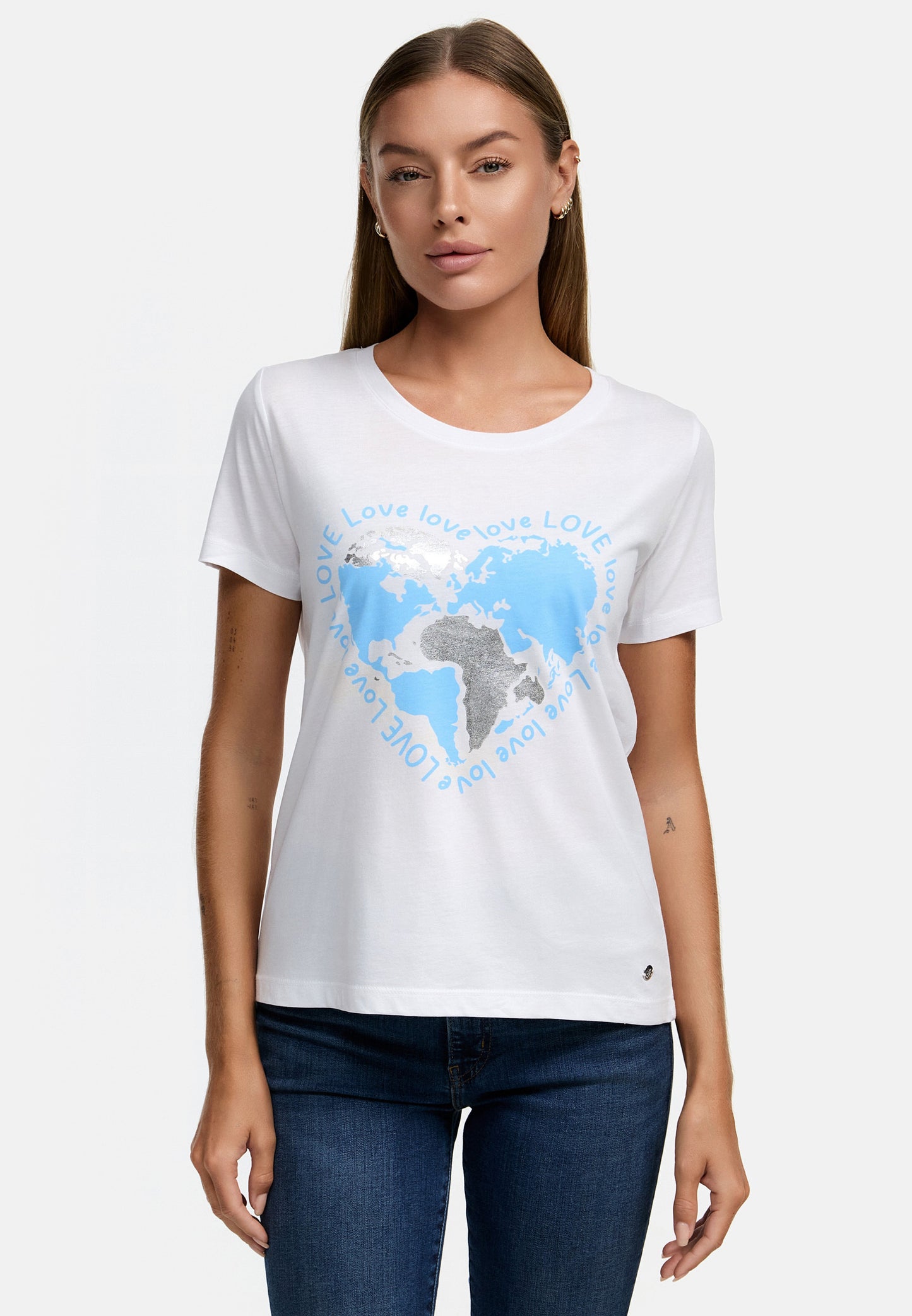 Decay T-Shirt – Love Schriftzug mit Herz und Weltkarte